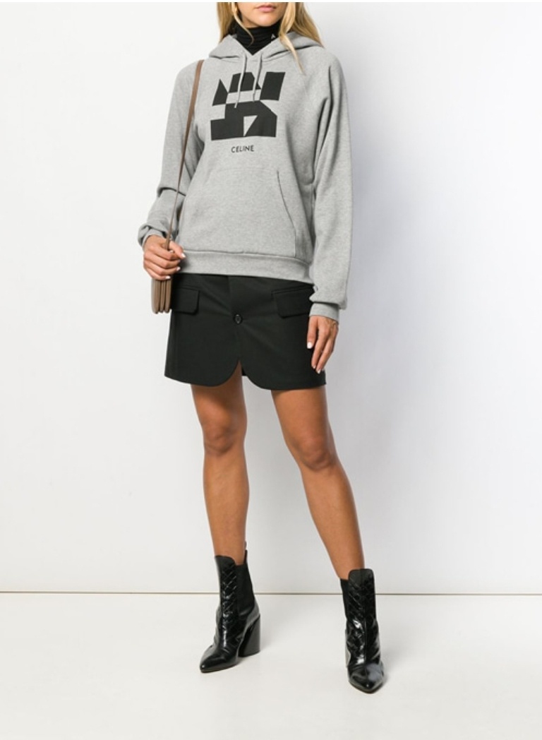 정품)급처상태좋음!셀린느 로고 프린팅 후드 티셔츠 그레이 후디 후두티