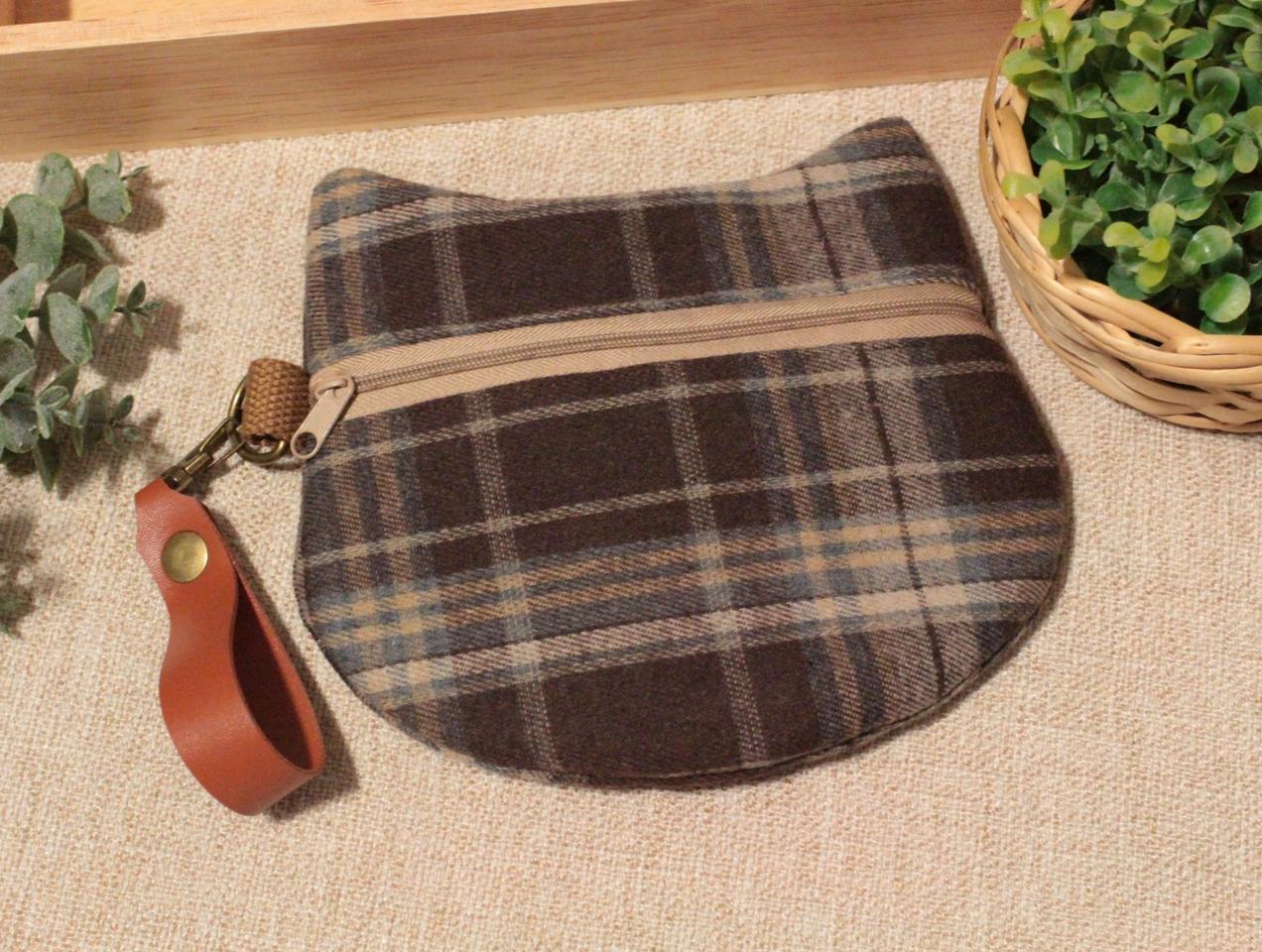 핸드메이드 스트랩 고양이 파우치