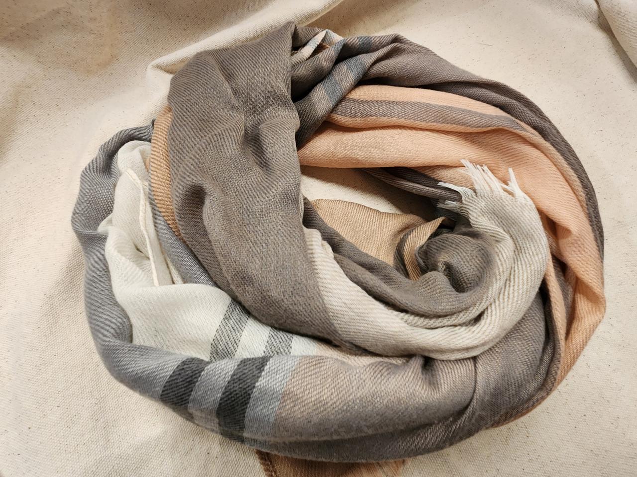 ELLE 엘르 그레이 핑크 머플러