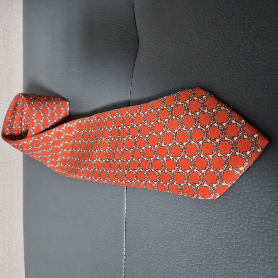 에르메스 폭 9.0 실크 100% 넥타이 타이-046