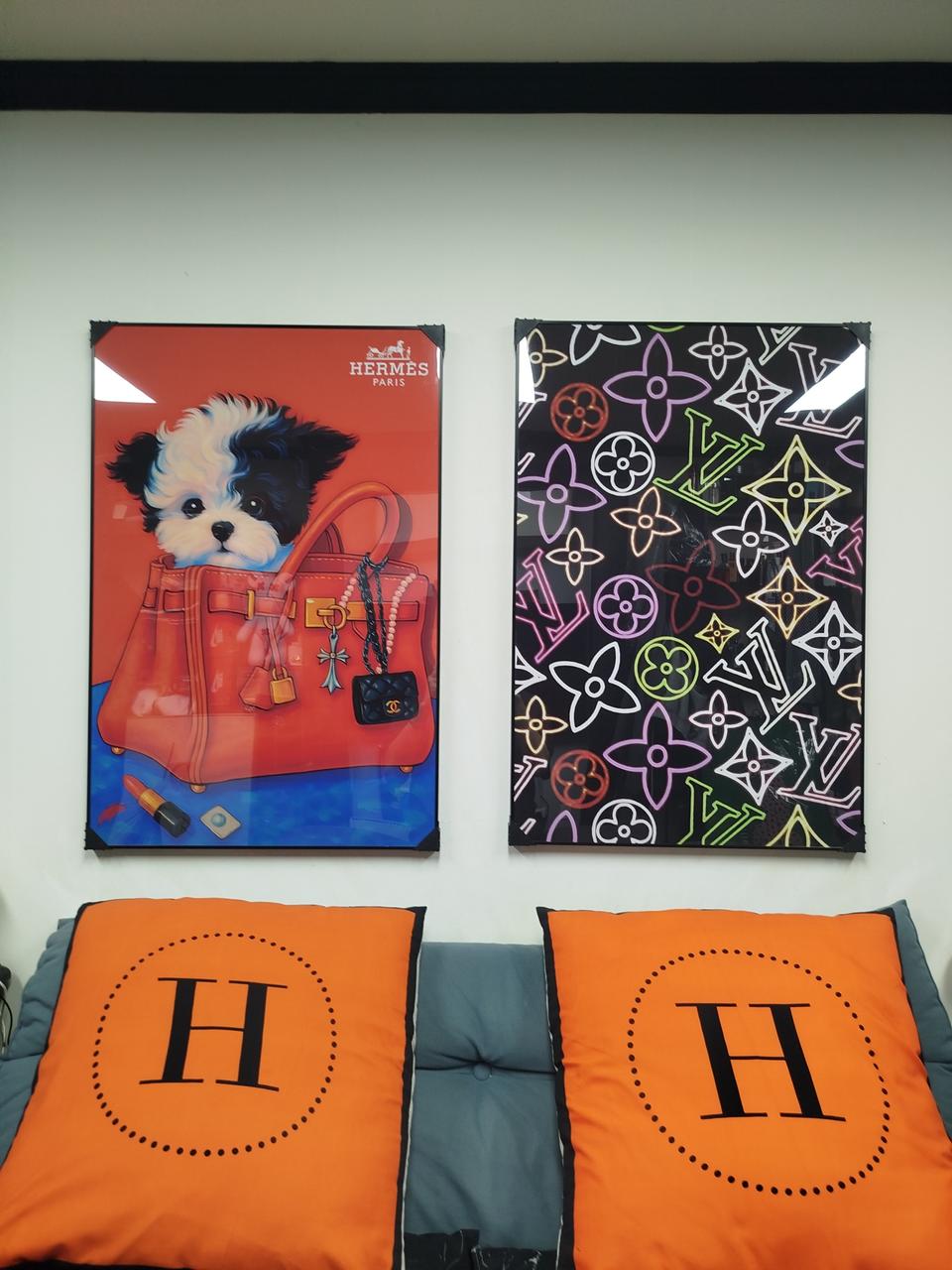 에르메스그림 반려동물그림 강아지그림 그림액자 그림 액자 루이비통 소품 꽃