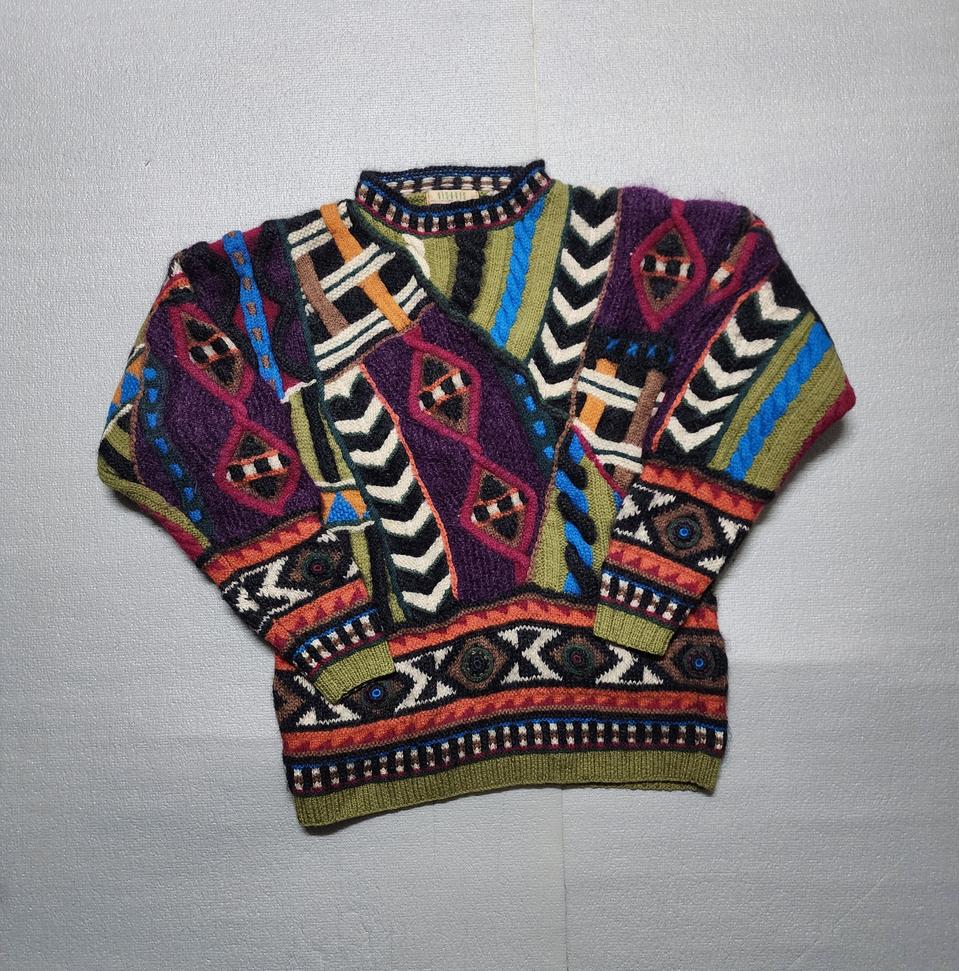 빈티지 VIS A VIS 비자비 패턴 니트 스웨터