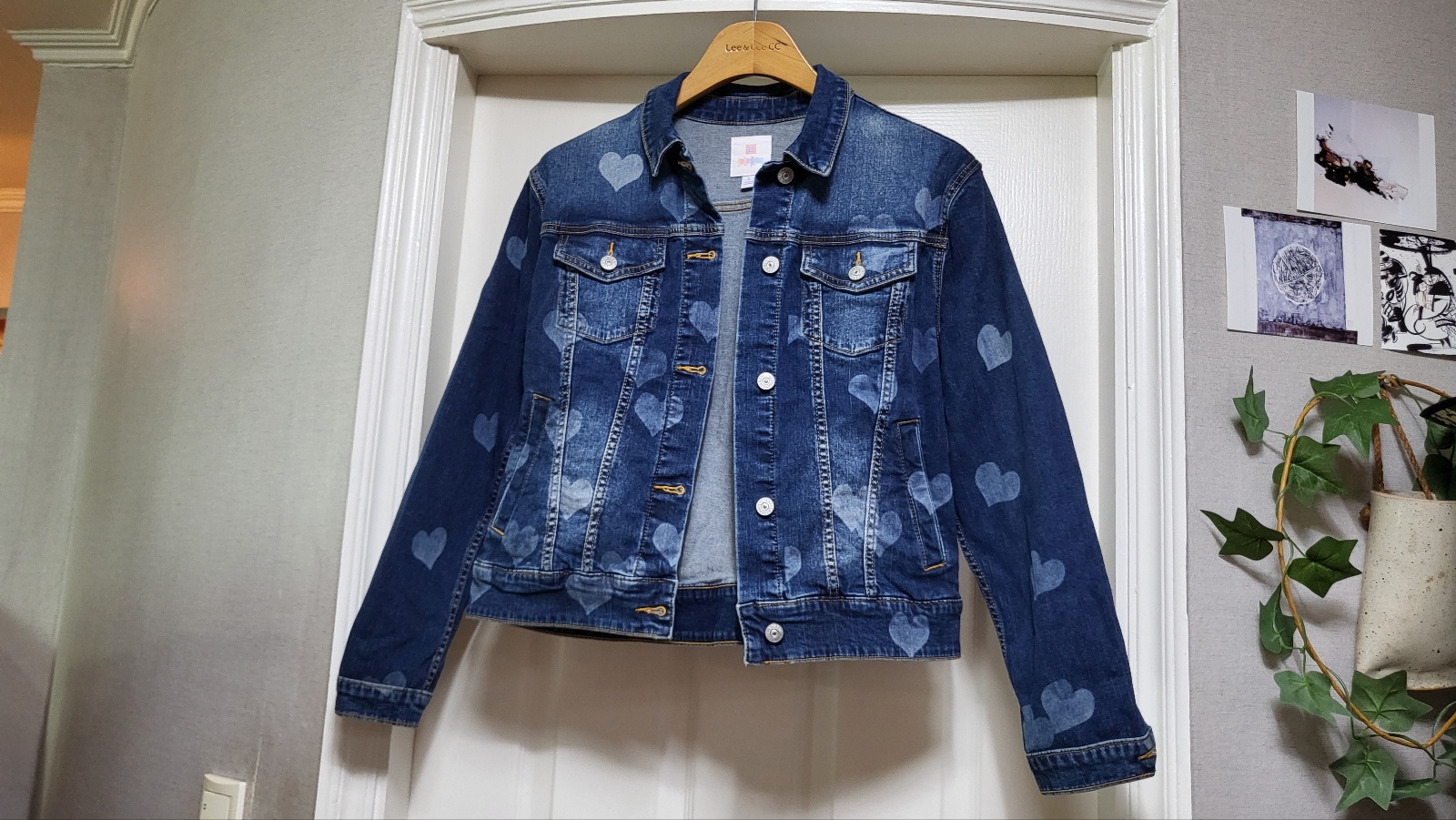 하트 면스판 데님 자켓L