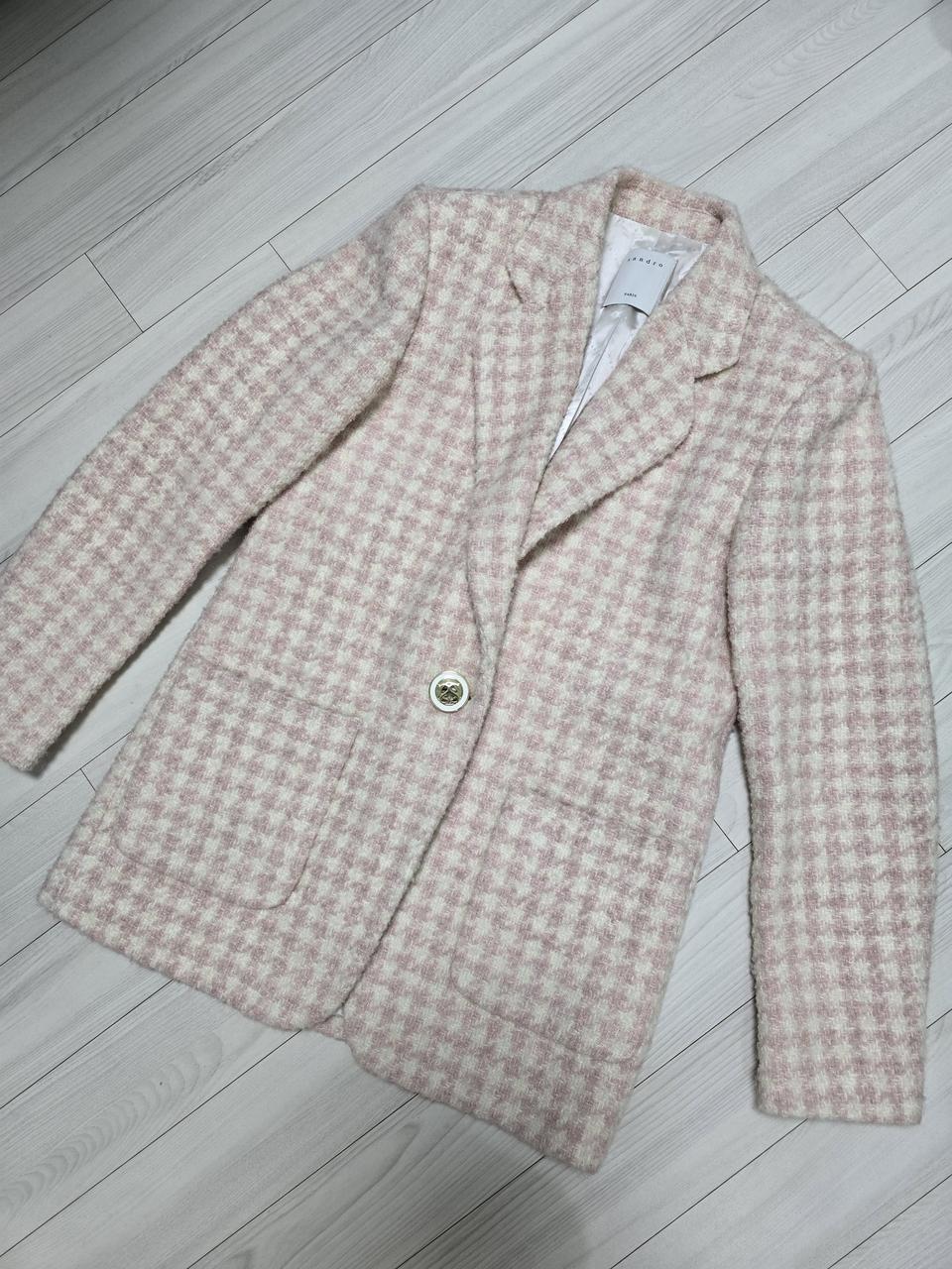 산드로 트위드 하운드투스자켓 36 울혼방 운포