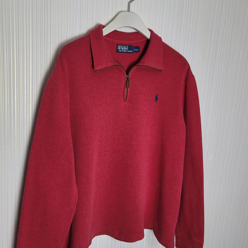 100-105 폴로 하프집업 니트맨투맨 라이트레드 랄프로렌 코튼