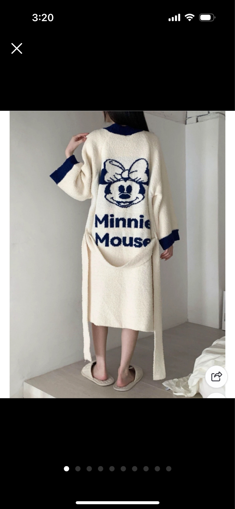 새제품 부드러운 촉감 정품 디즈니 미니마우스 롱 가운 크림색,네이비