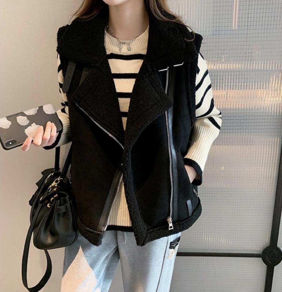 (새상품) 여성 양털 스웨이드 무스탕 베스트 조끼