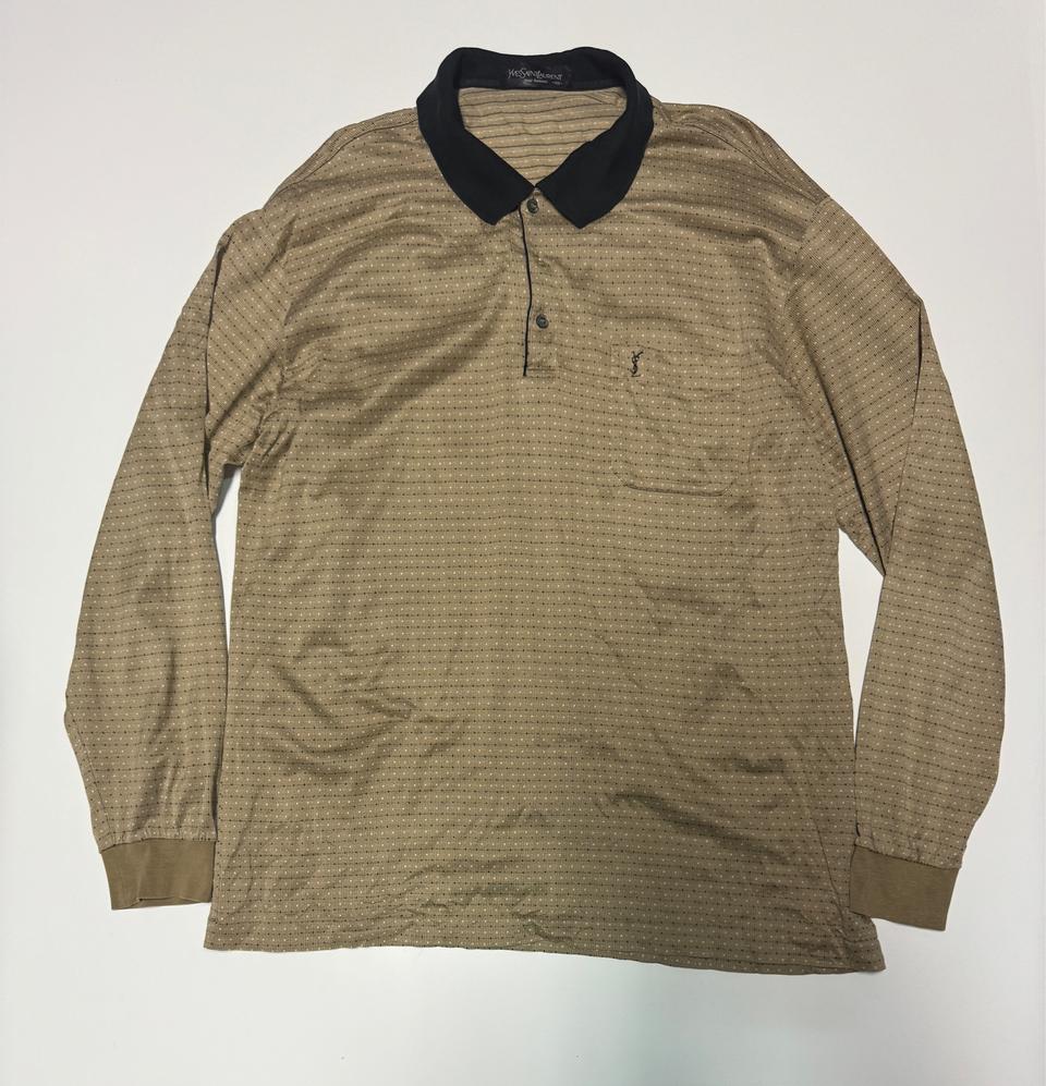 정품 입생로랑 뿌르옴므 코튼 긴팔 카라 티셔츠 XL