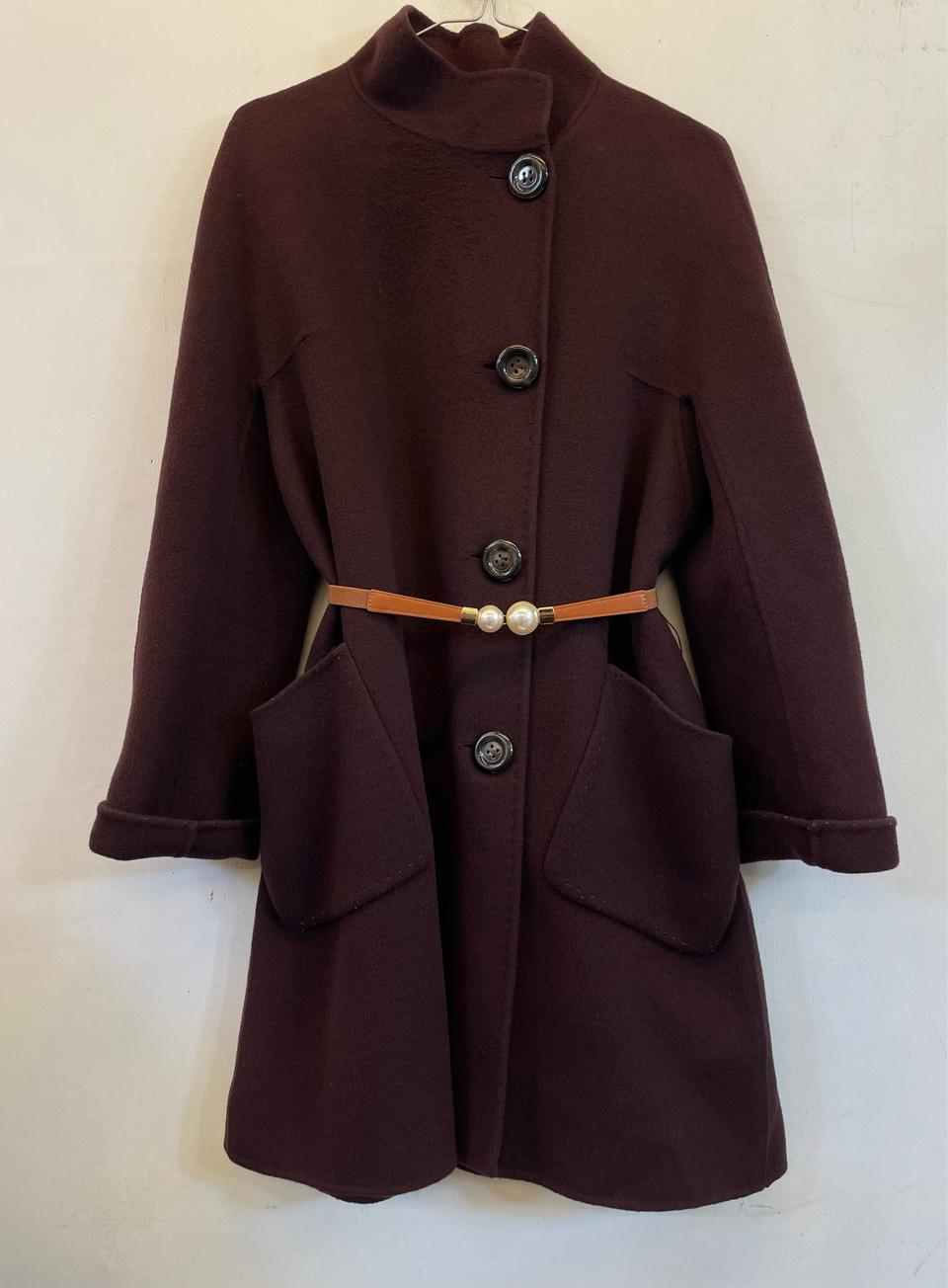 MCM 여성울코트 여성모직코트:) 버건디코트 하프코트 하객룩연말룩