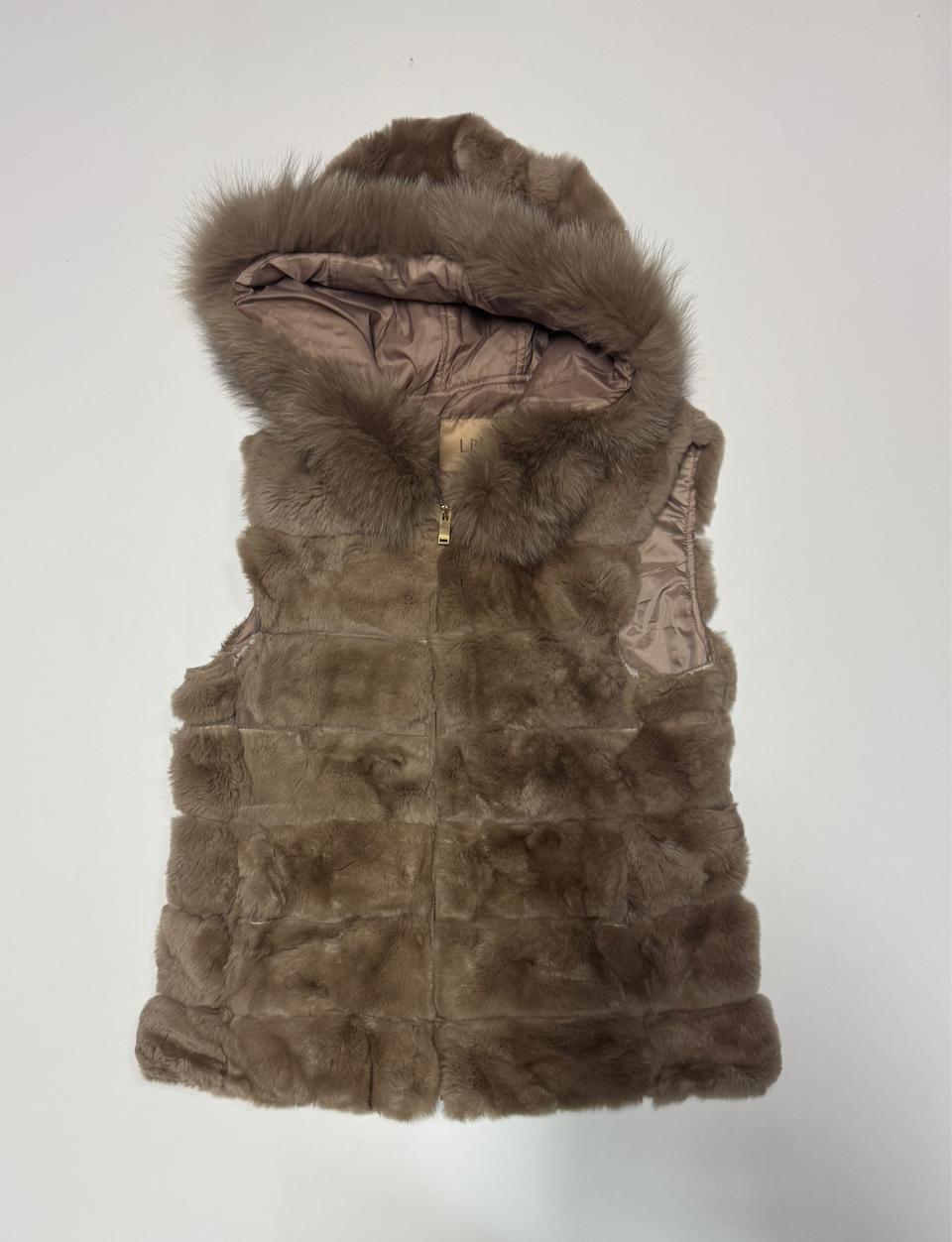 여성 LBL 레빗 폭스퍼 후드 패딩 조끼 M 이유정