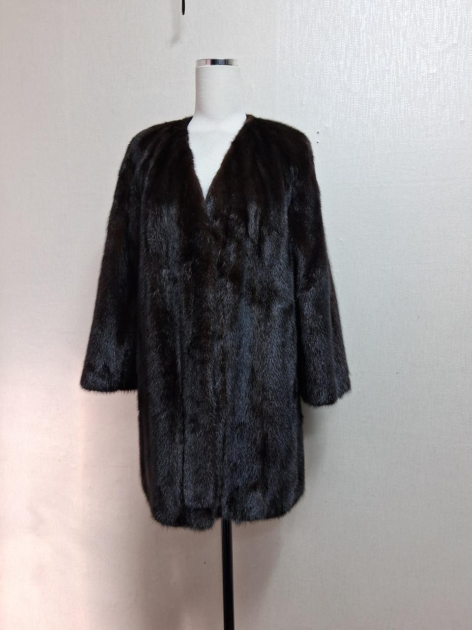 일본구제 ROTINY 밍크하프쟈켓 밍크코트 짙은브라운 검정섞인 66까지