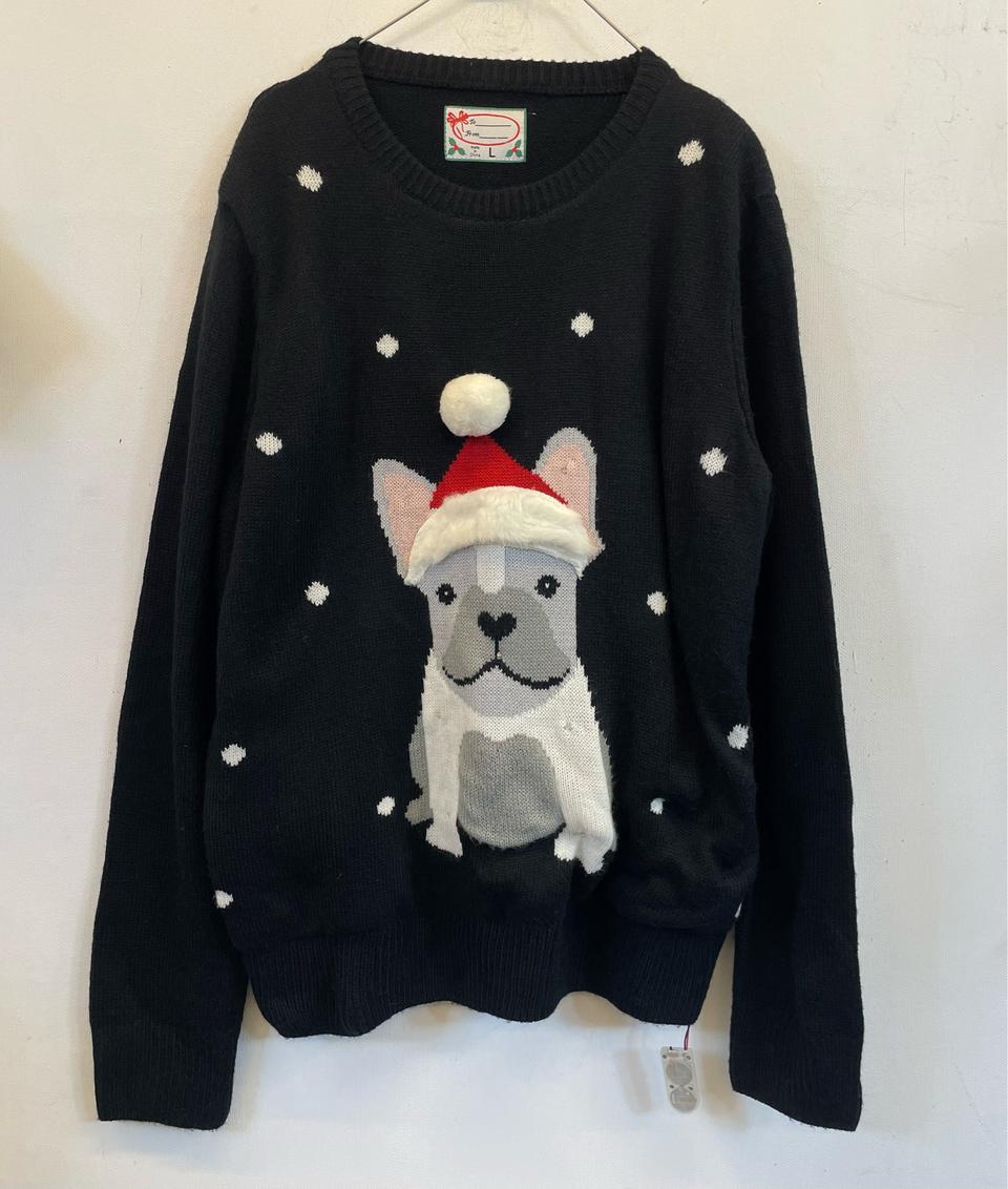 LED 크리스마스 산타강아지니트:) 크리스마스룩연말룩데이트룩스웨터