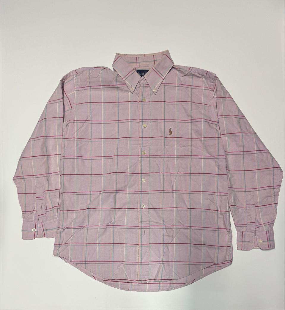 폴로 랄프로렌 오버핏 핑크 체크셔츠 L ~ XL