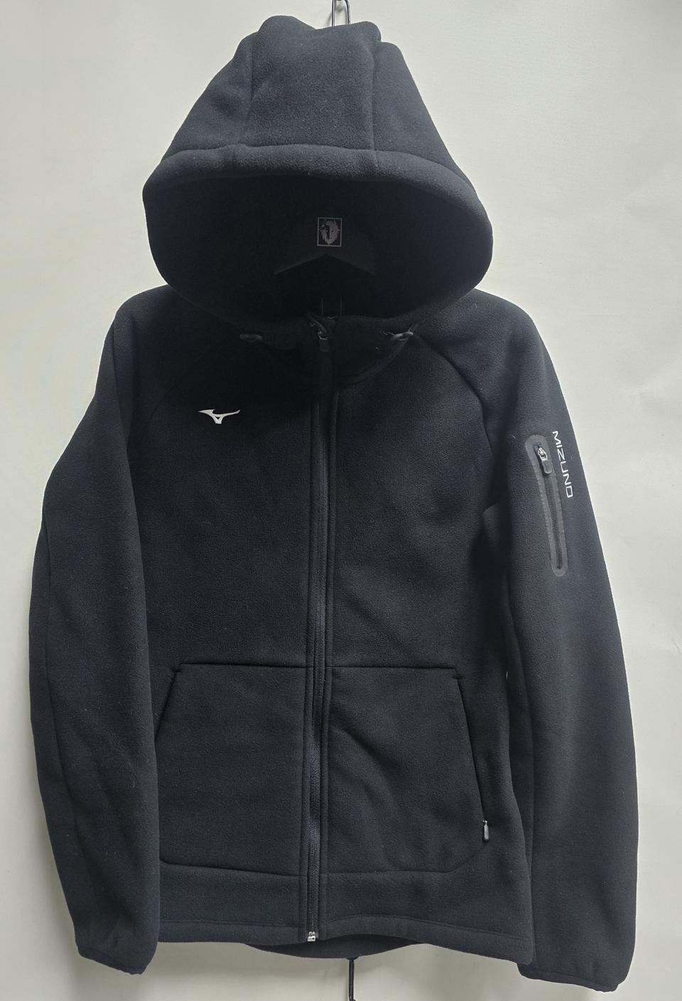 미즈노 플리스 기모후드 집업 블랙 S
