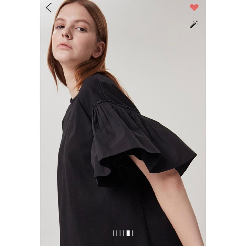 타임 러플 반팔 티블라우스