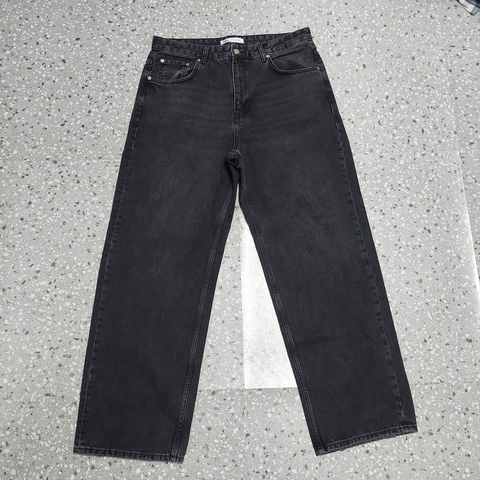 ZARA 자라 남성 루즈핏 흑청 데님 34/청바지/워싱진/블랙진/팬츠