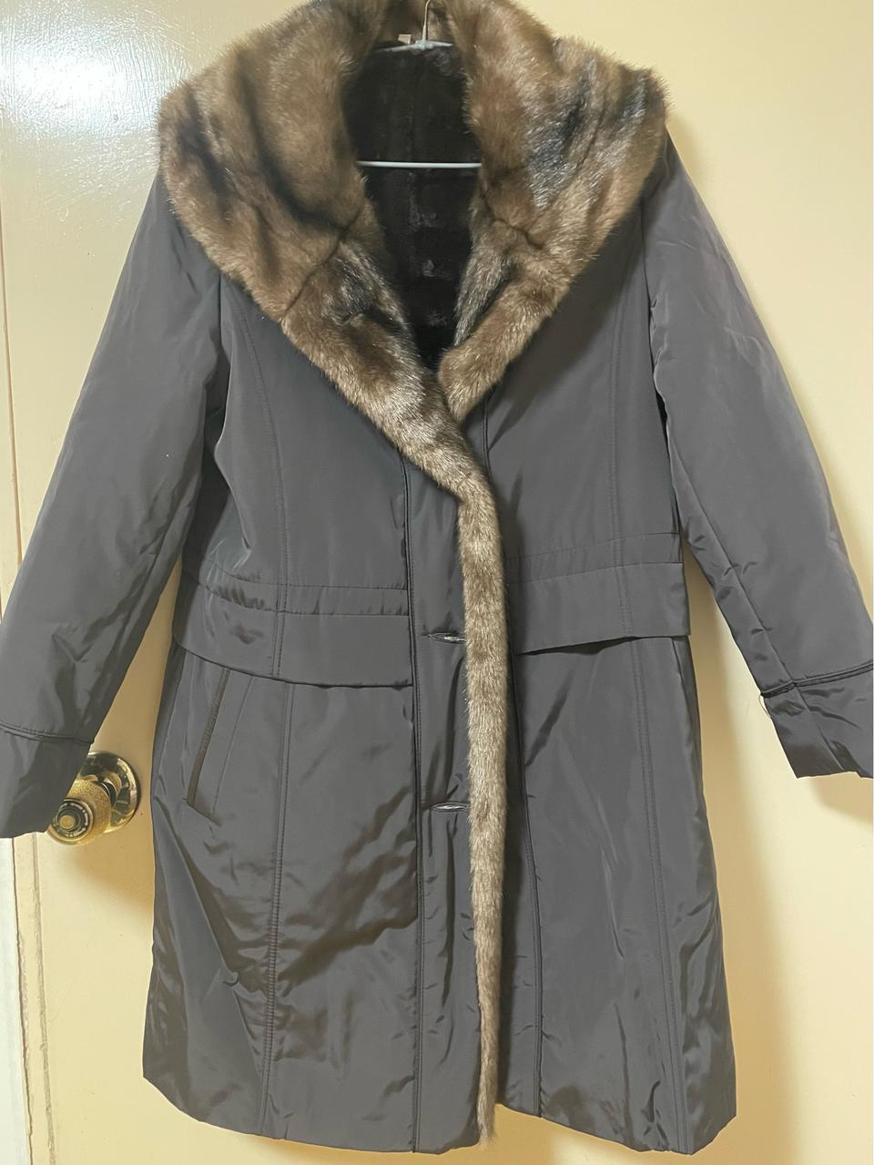 (새상품) 모피 트리밍 롱 패딩 코트 66 사이즈