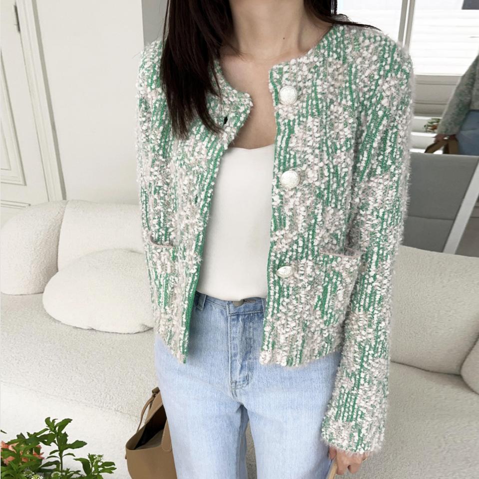 더베이지스(THE BEIGES) 레테 트위드가디건 55-66 새상품