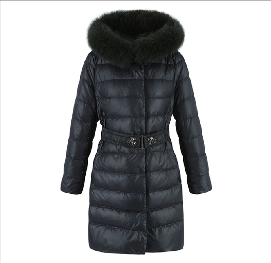 폭스퍼 보석 벨트 패딩 블랙 90