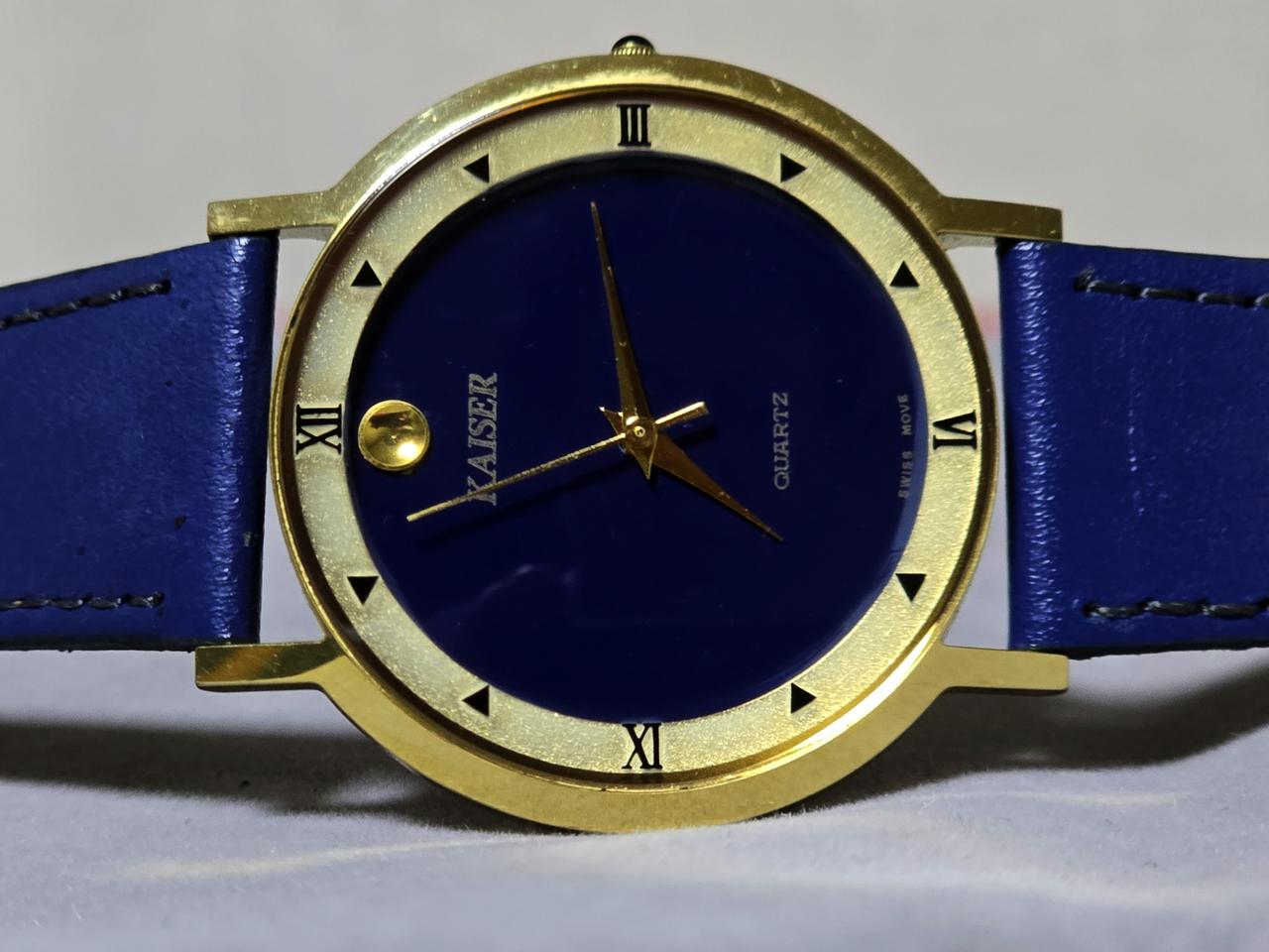 기아자동차 카이저 쿼츠 골드 프레임 남성 가죽시계