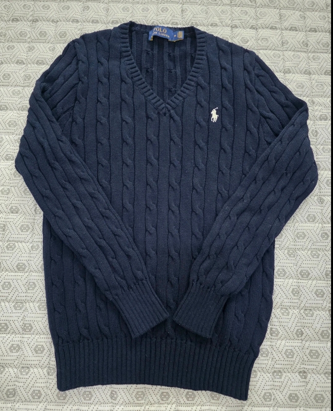 폴로 랄프로렌 브이넥 케이블 니트 남90