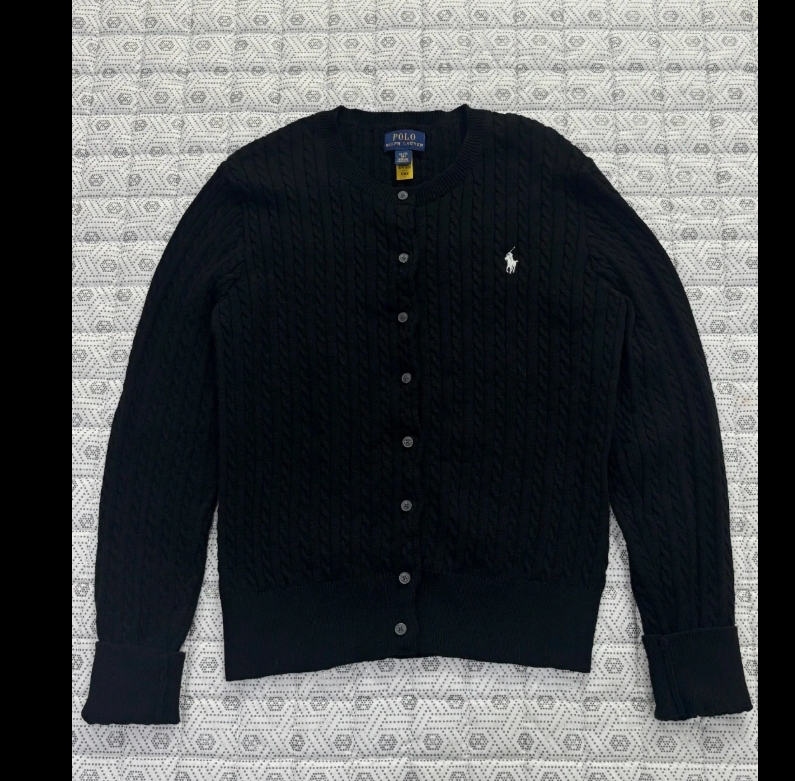 폴로 케이블 가디건 블랙 ~66 신형