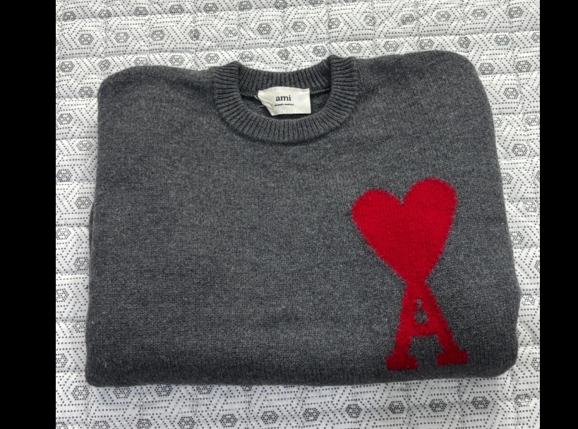 아미 AMI 빅하트 인타르시아 니트 그레이 ~F