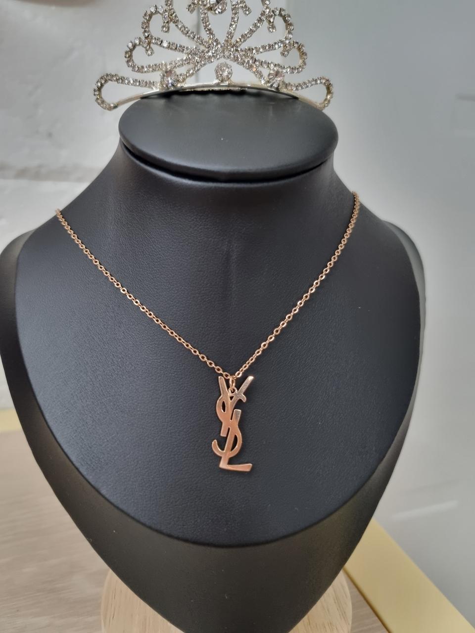 입생로랑 YSL 로고 로즈골드 목걸이