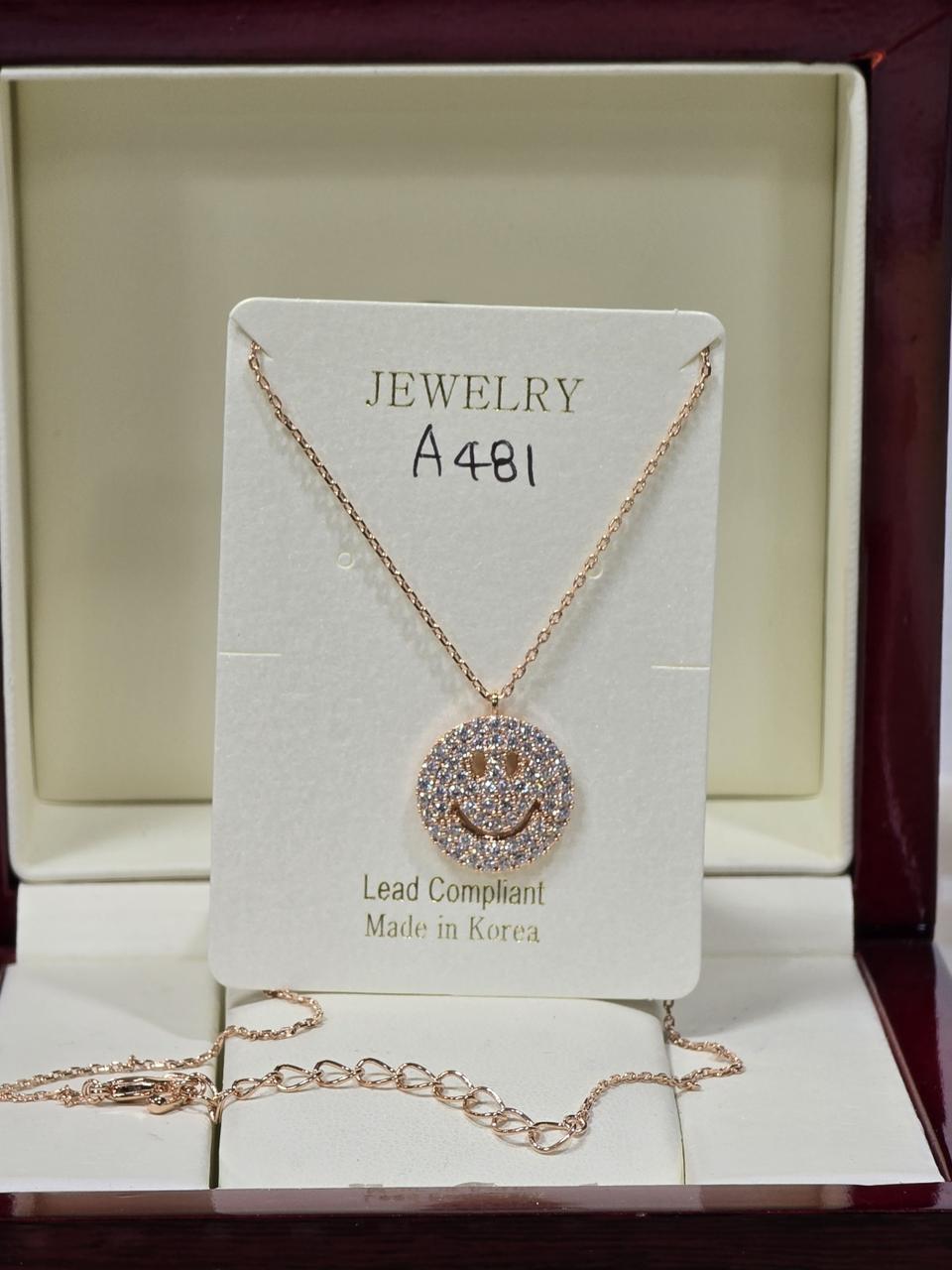 큐빅셋팅 스마일 팬던트 목걸이