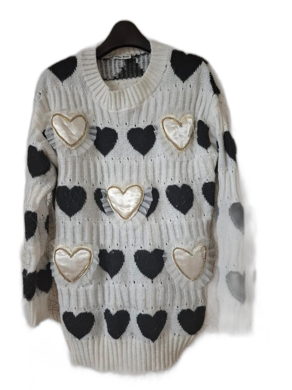 미우미우 모헤어 하트 니트티 프리