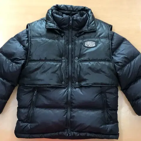 130 아이스비스킷 레이어드미들다운패딩 정품 블랙