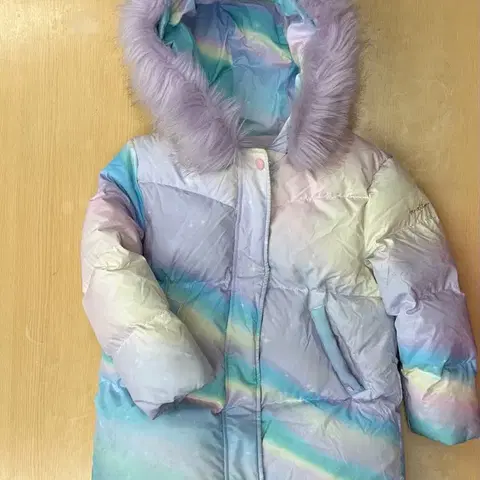 120사이즈 베네통 오로라 롱 패딩 분홍색 정품 키즈