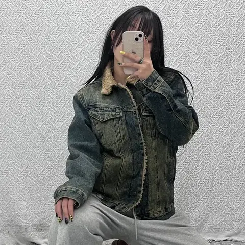 아베크롬비 빈티지 디스트로이드 워싱 양털 데님 자켓 M C07497