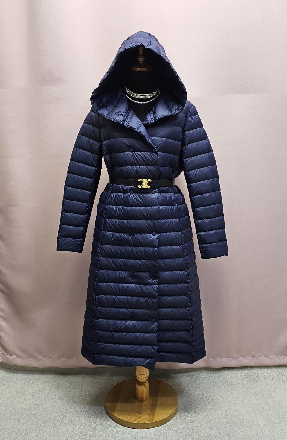 르꼬르망 구스다운 후드 경량 롱패딩