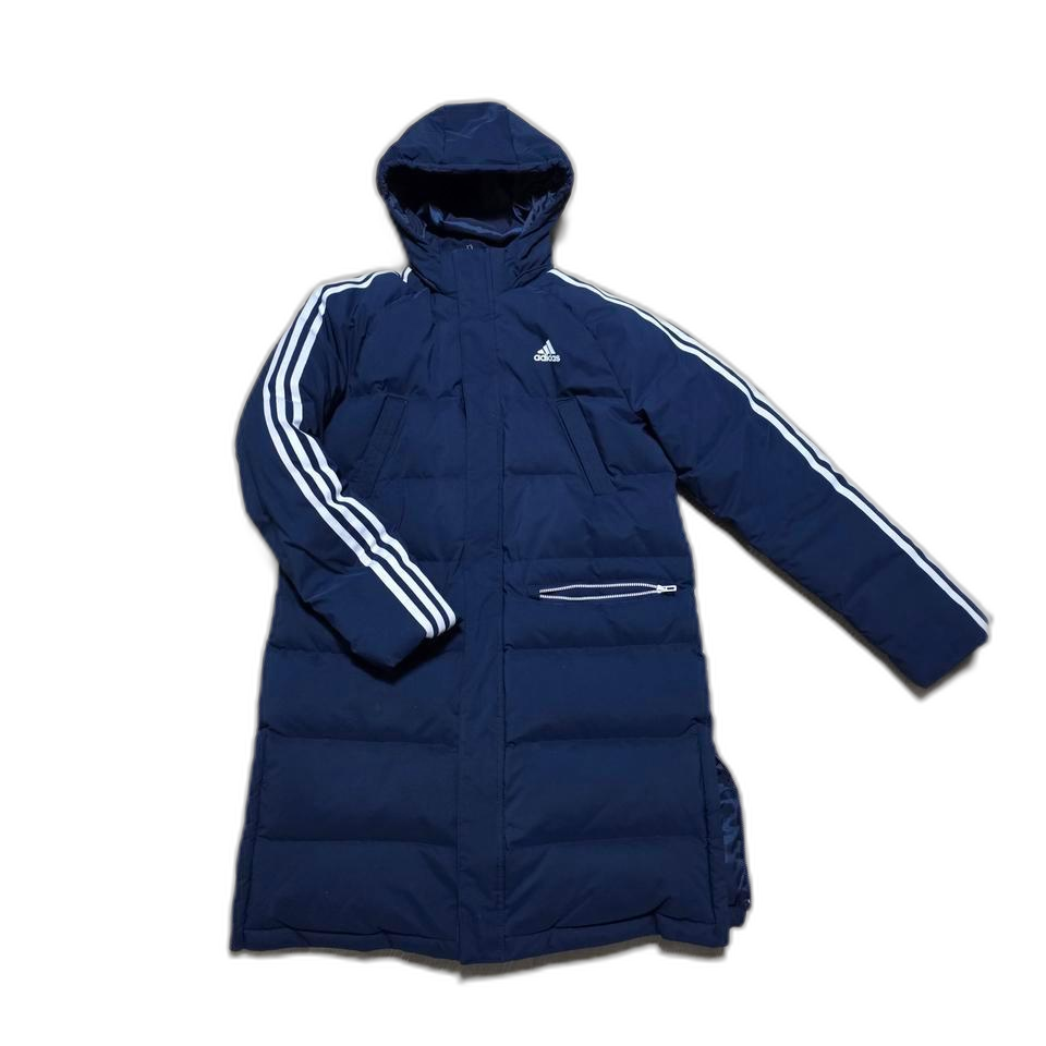 160호)아디다스 삼선 롱패딩 네이비