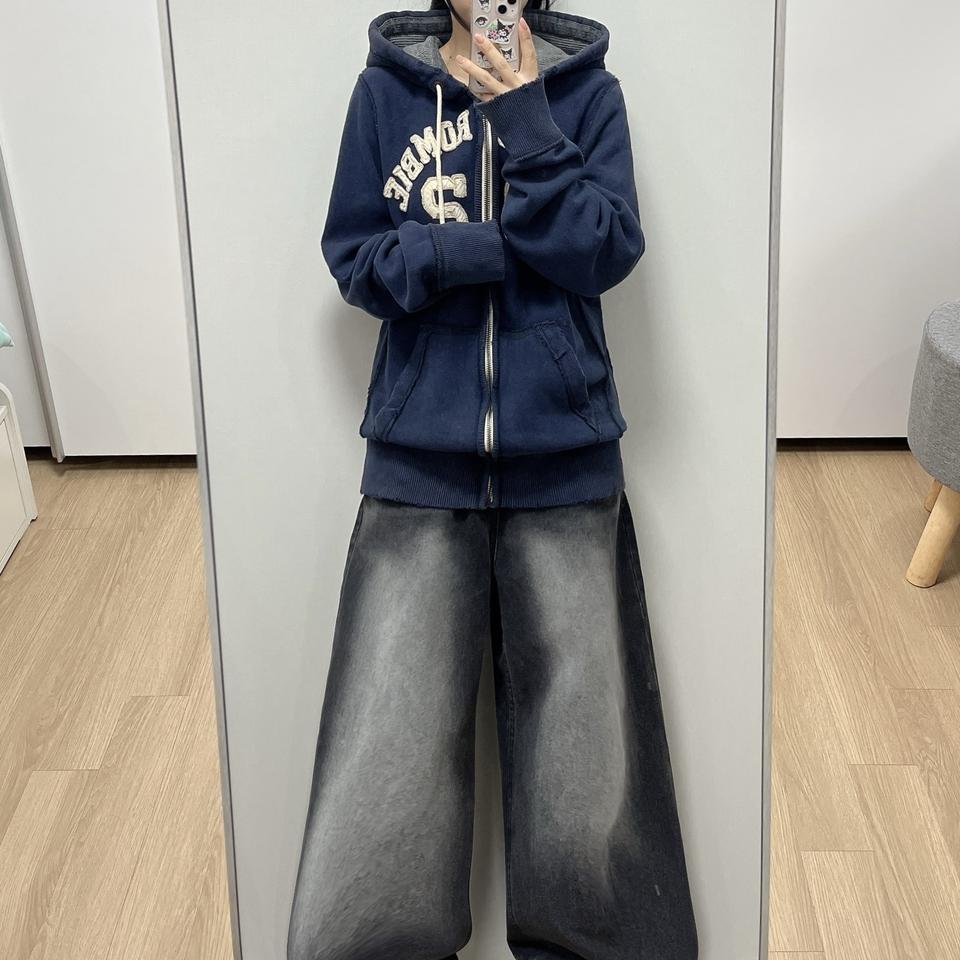 아베크롬비 자수로고 네이비 후드집업