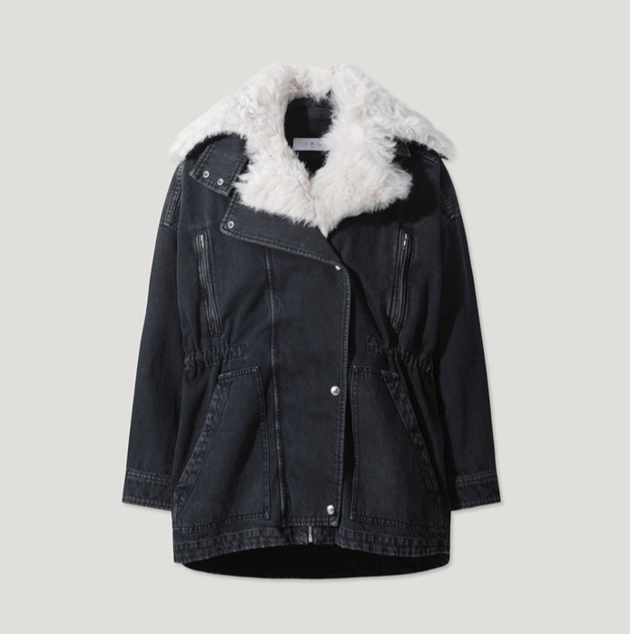 이로 최고급 양털 카라 내피탈부착 데님 자켓 새제품