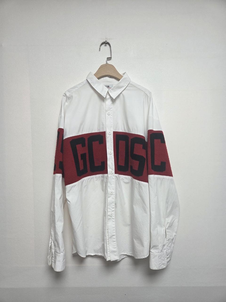 GCDS 니트 로고 긴팔 셔츠 화이트(XL) 