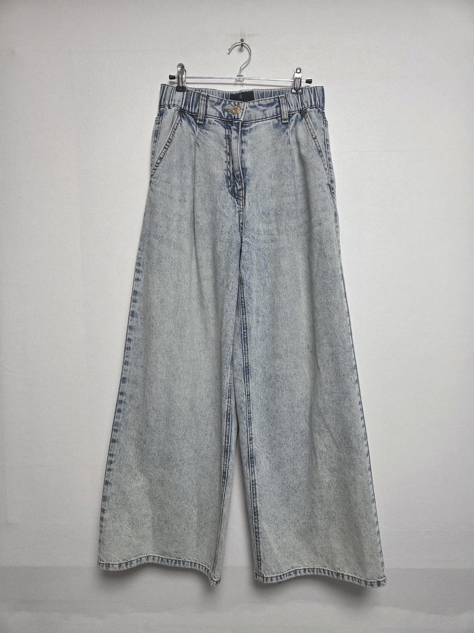 랑방 여성 하이웨이스트 와이드 청바지 연블루(S)