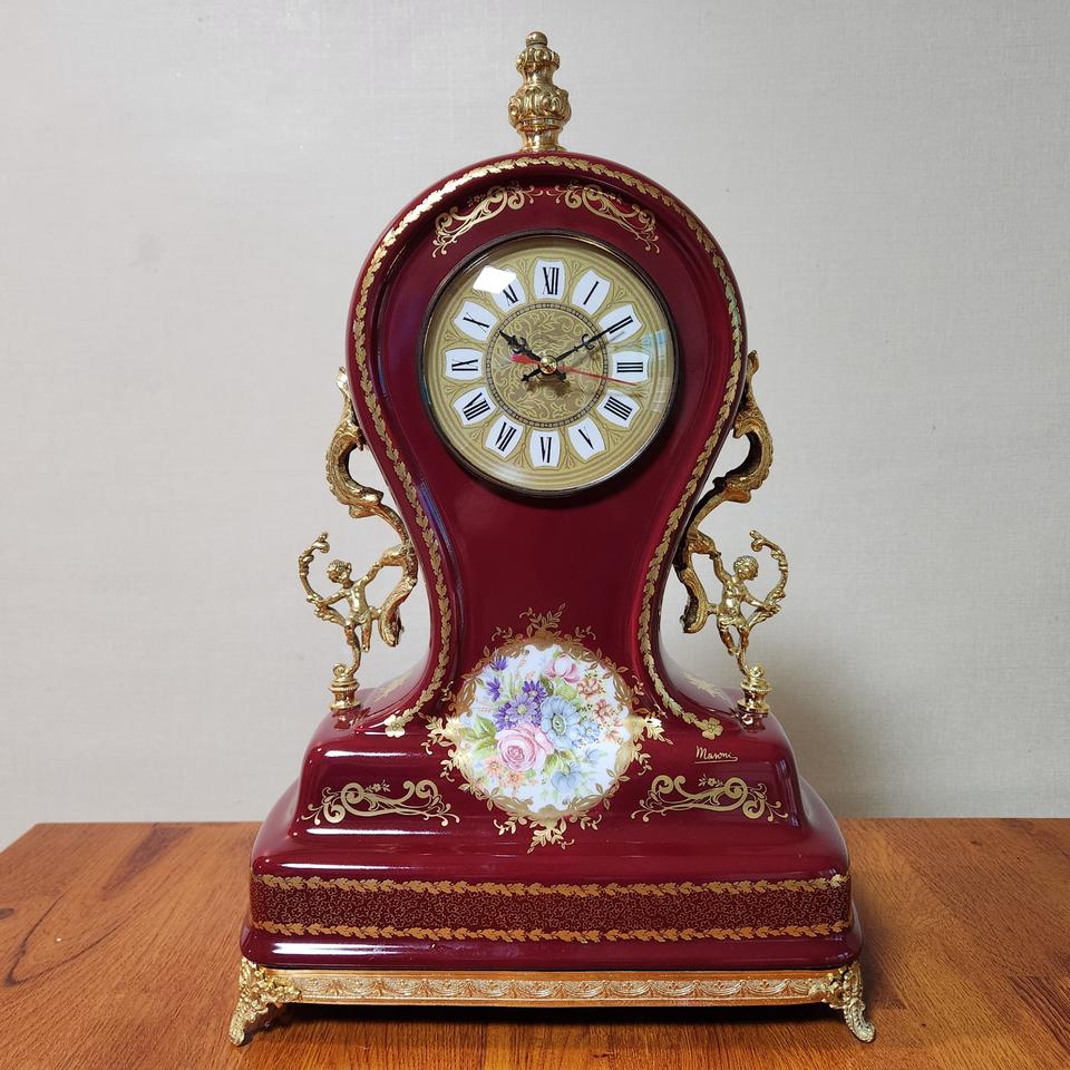 80년대 올드 빈티지 이태리 명품 마소니 포쉐린 전자 탁상시계.