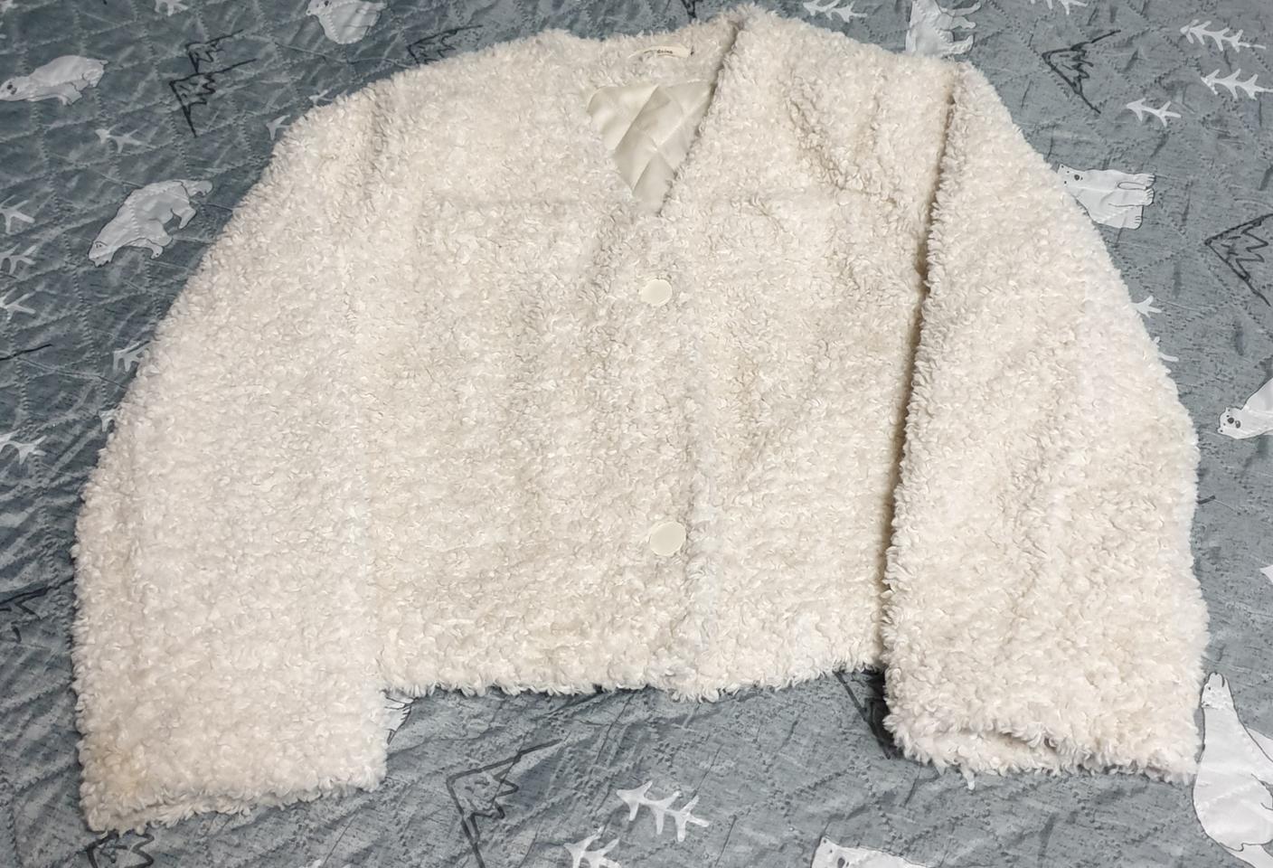 GGJING 세미크롭 테디 퍼 자켓 아이보리 (F)