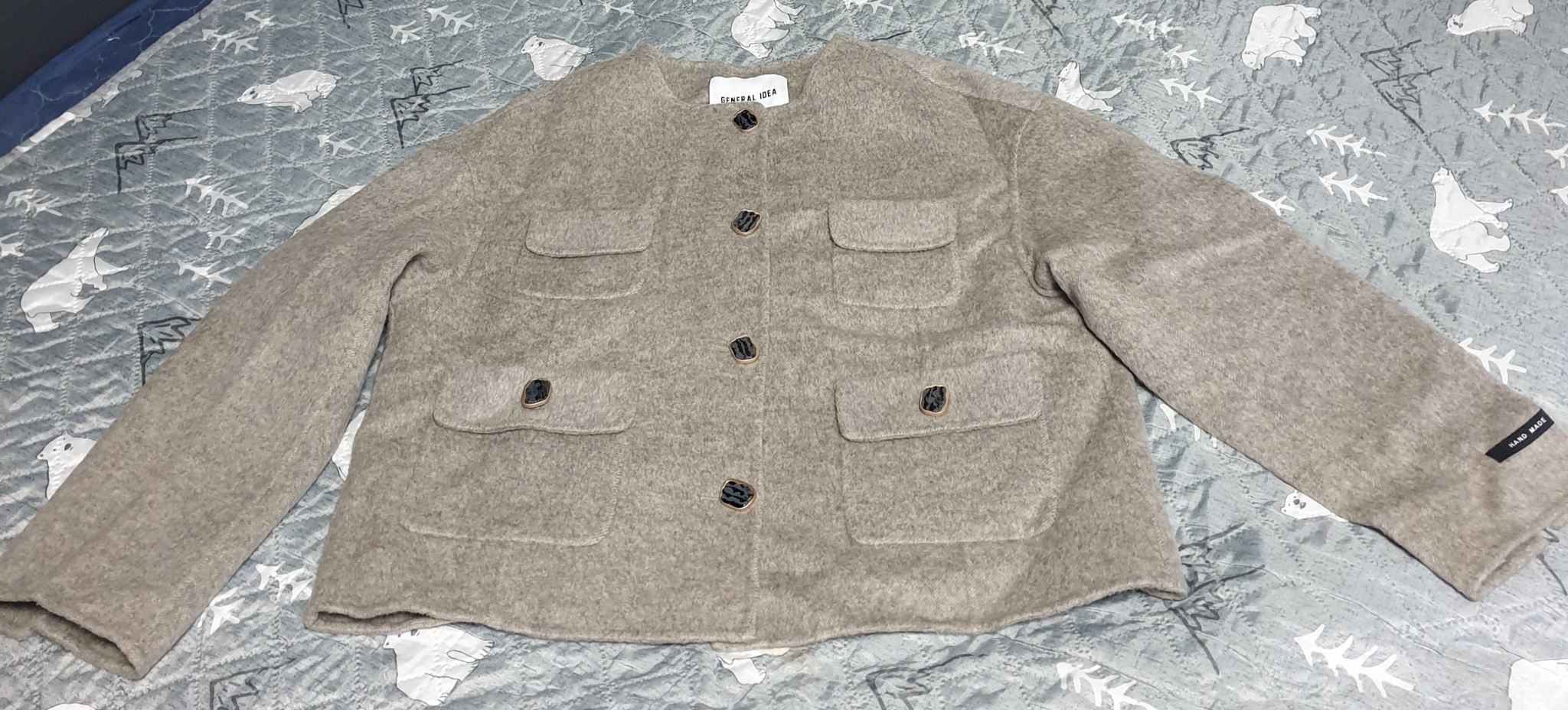 제너럴아이디어 핸드메이드 울100% 라운드 자켓 (M)