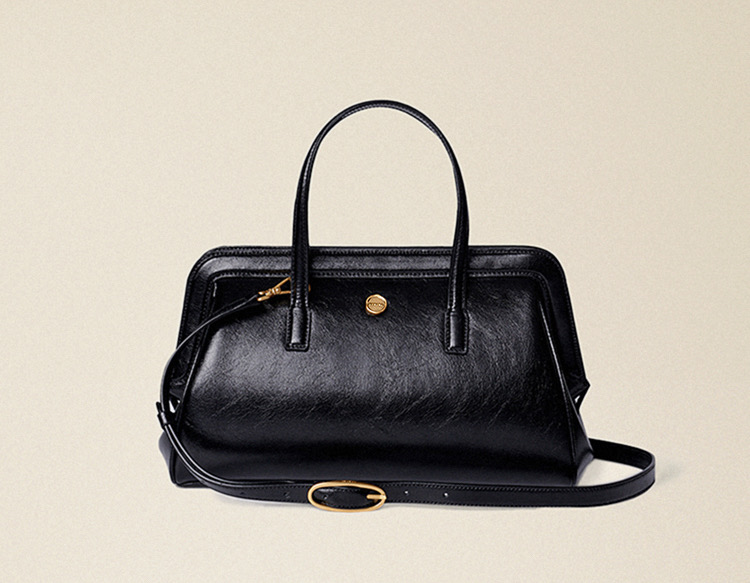 르메메 삭자뎅 Sac Jardin 블랙 크랙 천연 소가죽 가방