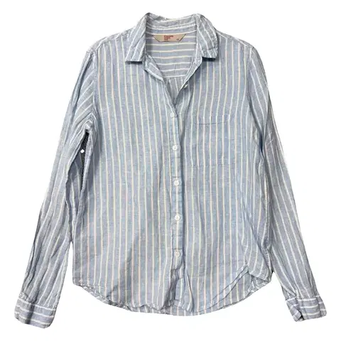에잇세컨즈 스트라이프 라이트 블루 린넨 블라우스 XS