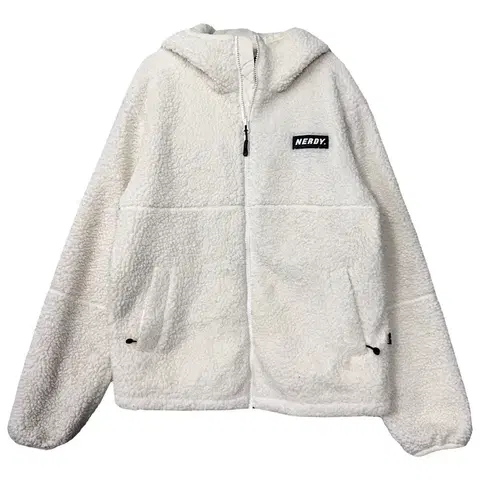 널디 크림 로고 화이트 뽀글이 후리스 후드 집업 XS