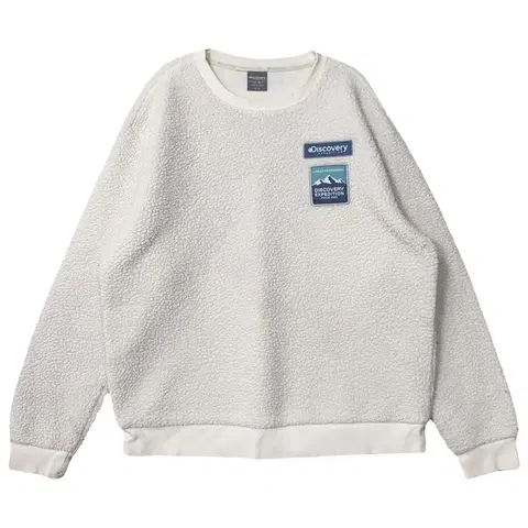 디스커버리 크림 화이트 양털 뽀글이 후리스 맨투맨 100