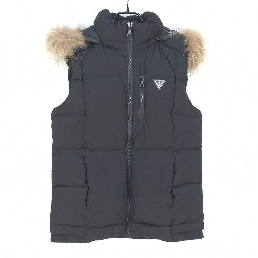 게스 여성 후드퍼 덕다운 패딩조끼 블랙XS (HU41954)