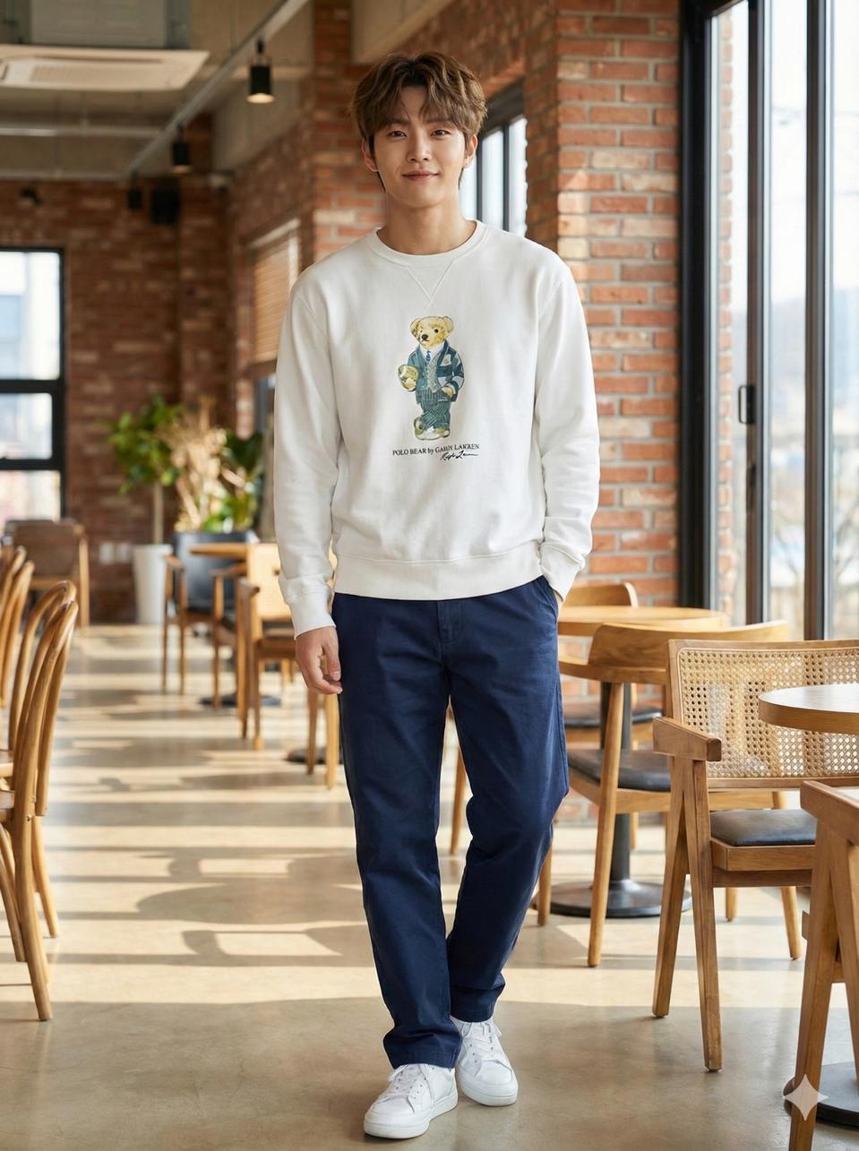 폴로 랄프로렌 신형 폴로베어 맨투맨 화이트_L