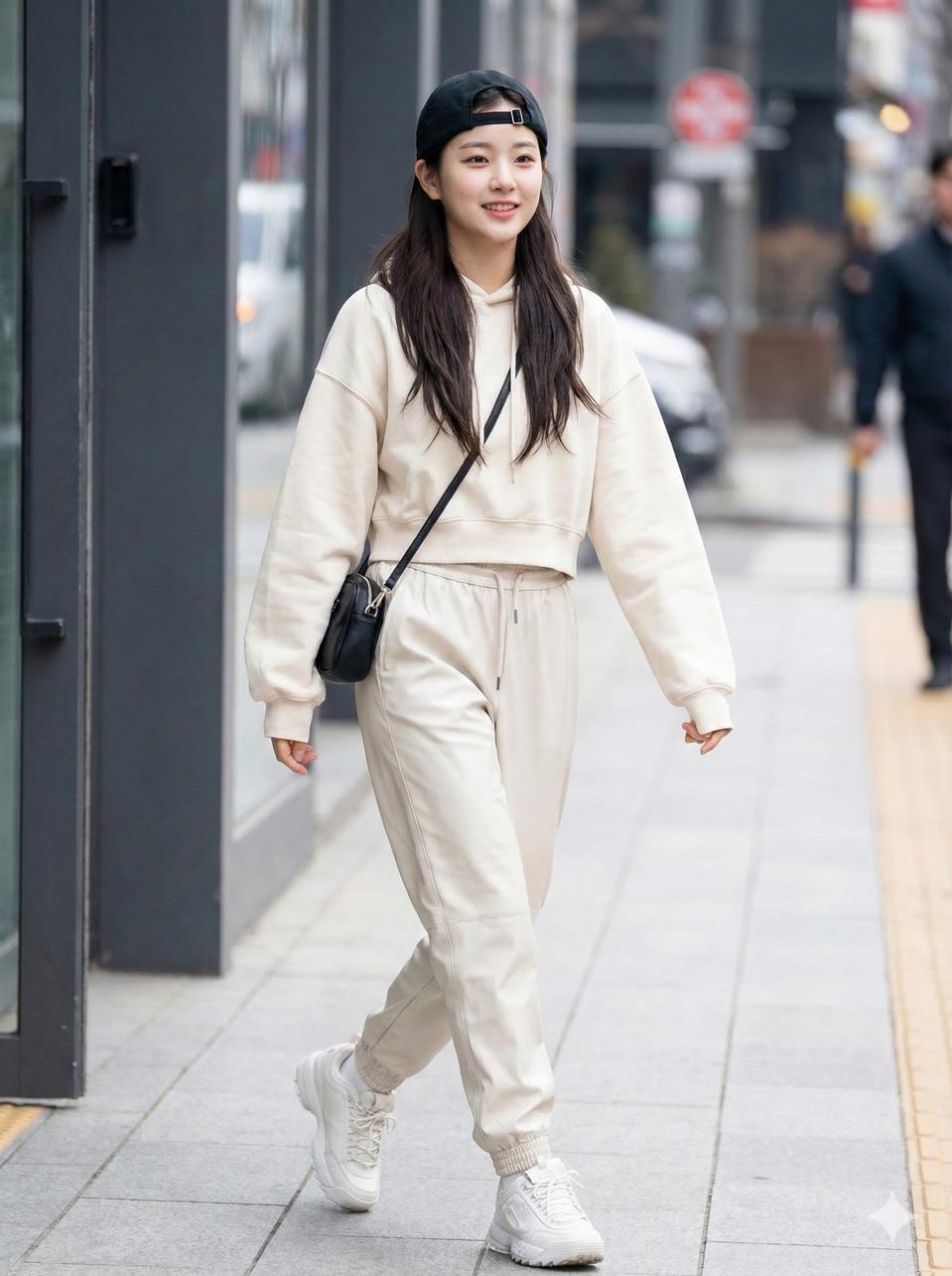 자라 가죽코팅 아이보리 조거 팬츠_28