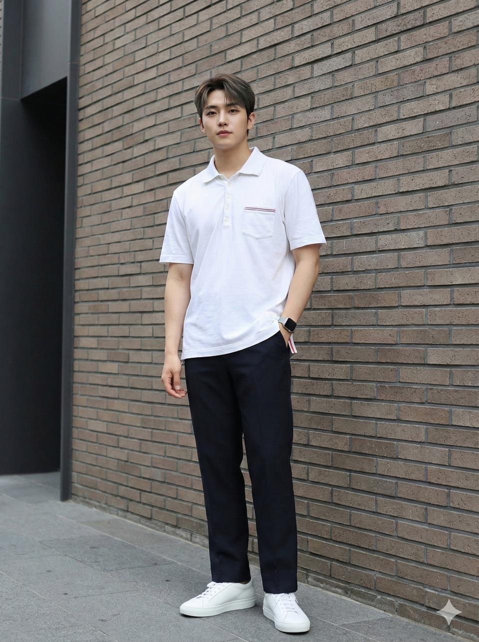 톰브라운 삼선탭 화이트 반팔 폴로티_호칭4